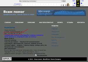 Скриншот из вебархива страницы контактов сайта vsempomog.com